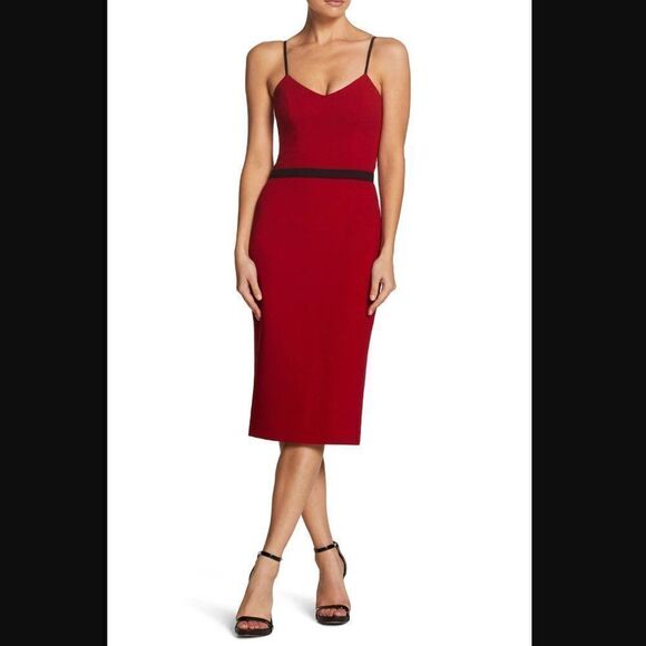 Dress the Population Red Emma Spaghetti Strap Body-Con Dress Size Large - Picture 1 of 5